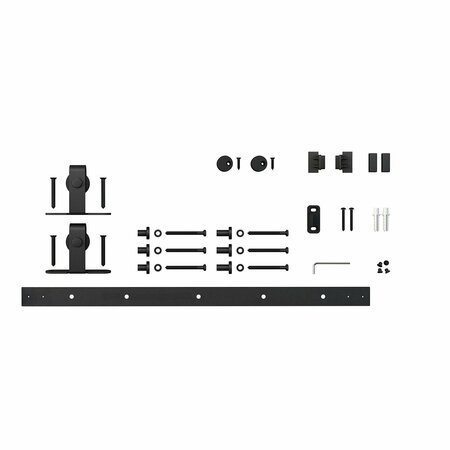 OUTWATER 4ft Top Mount Sliding Barn Door Hdwe Kit for Single Door Up to 24in W Black Powder Coated Finish 3P5.7.00151